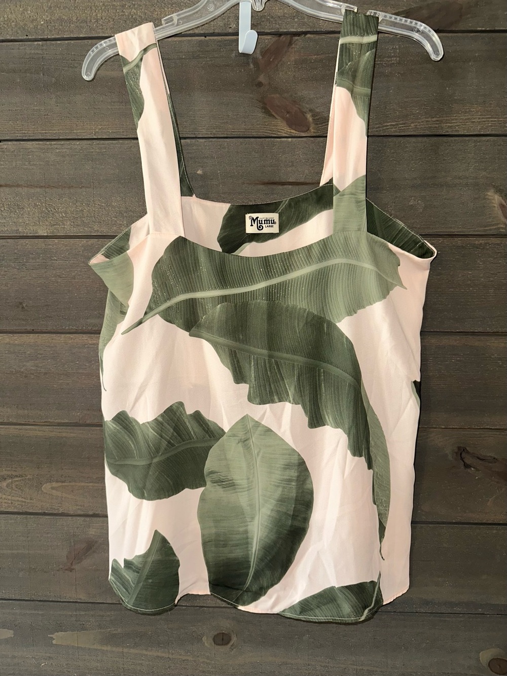 Show Me Your MuMu Light Pink Tank with Green Palm Leaf Print